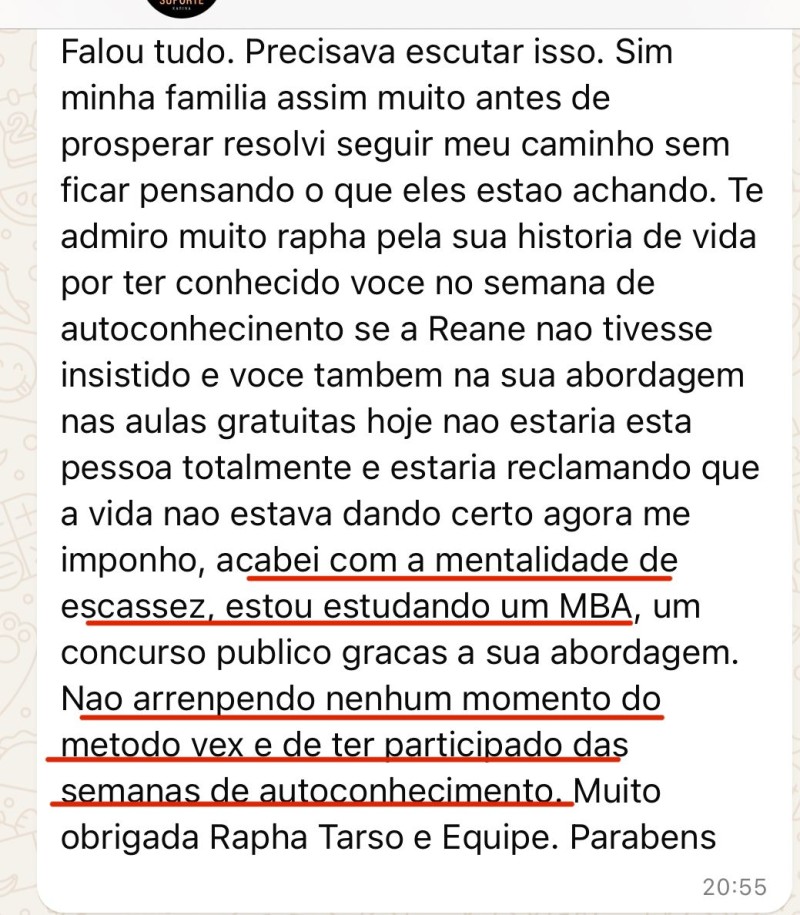 Aluna relata ter acabado com a mentalidade de escassez